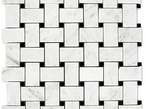 Carrara Italian Basketweave with Black Dots Polished or Honed